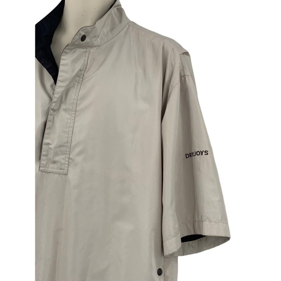 DryJoys by FootJoy Mens SS 1/2 Zip/Snap Pullover Golf Rain Jacket Beige L - Picture 3 of 8